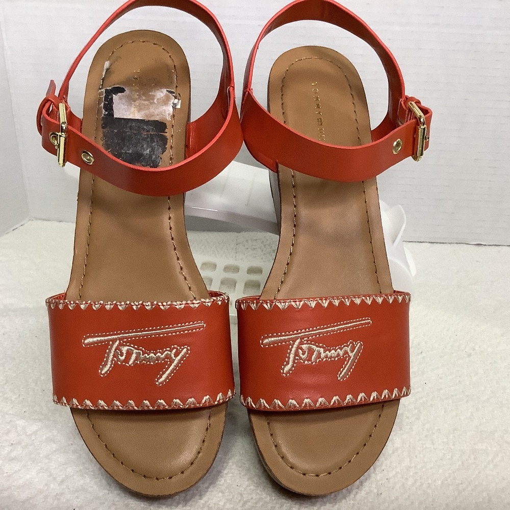 EUC Tommy Hilfiger Walslei Orange Platform Sandals - Picture 4 of 12